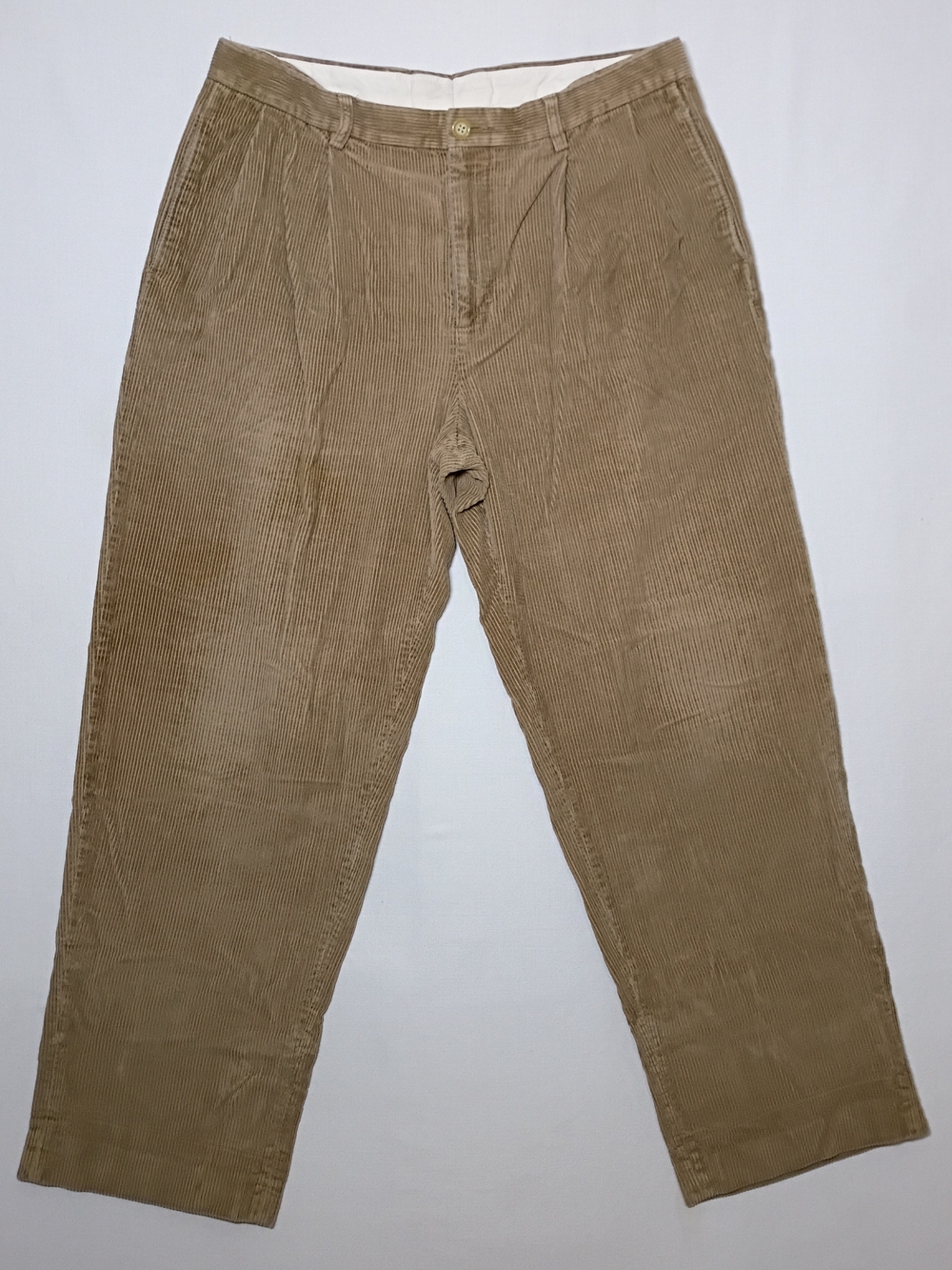 Vintage Nautica Rigger Mens Wide Wale Corduroy Pleated Trousers 36X30 Brown